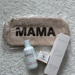 Mama toiletry pouch and skin products